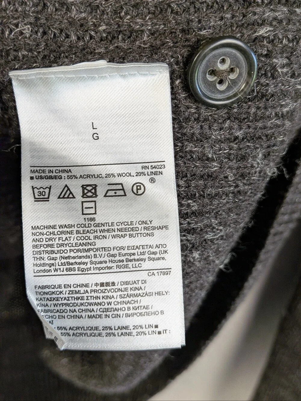 Banana Republic Mens Sweater L Wool Blend Half Button Neck Grayish Brown
